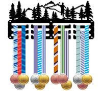 CREATCABIN Runner Medal Holder Sports Medal Hanger Display Small Wall Rack Frame Metal Black Hanging 40+ Awards Mount Decor Sports Ribbon Organizer for Athlete Players Race Gifts 11.4 x 5.1 Inch