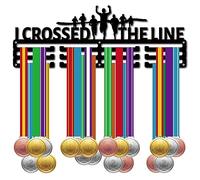 CREATCABIN Running Medal Hanger Display Sports Medal Holder over 60+ Medals Award Iron Rack Wall Mount Hanging Decor for Runner Marathon Athlete Medalist Black 15.7 x 5.6Inch - I Crossed The Line