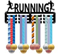 CREATCABIN Running Medal Hanger Medals Display Holder Sports Mountain Trees Small Black Metal Medal Ribbon Rack Iron Wall Hanging Mount Decor for Player Athlete Marathon Race Awards 11.4 x 5.1Inch