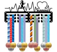 CREATCABIN Running Medal Holder Award Hanger Display Marathon Run Sports Race Medal Rack Small Iron Hanging Hooks Organizer for Wall Hold 40+ Awards Ribbon Storage Medalists Runners 11.4 x 5.1 Inch