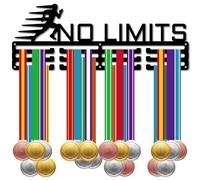 CREATCABIN Running Medal Holder Display Medal Hanger Rack Wall Mount Frame Decor Sport Medal Hangers Organizer for Hanging Over 60 Medals Marathon Gymnastics Running Awards 15.7 x 5.9Inch- No Limits