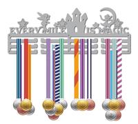 CREATCABIN Running Medal Holder Fairy Castle Medal Hanger Display Silver Athlete Player Medals Hanging Wall Rack for 60+ Medals Sports Race Competition Running Soccer 15.7x5.9Inch-Every Mile Is Magic