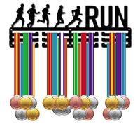 CREATCABIN Running Medal Holder Hanger Medals Rack Black Metal Iron Medal Holder Rack Sports Medal Stand Frame Wall Mounted Hanging Over 60 Medals Hanger for Marathon Runner Gift 15.7 x 6Inch