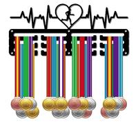 CREATCABIN Running Medal Holder Medal Hanger Display Rack Sports Metal Hanging Awards Iron Small Mount Heartbeat Decor Awards for Wall Home Badge Race Runner Marathon Medalist Black 11.4 x 4.9 Inch