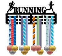 CREATCABIN Running Medal Holder Medal Hanger Display Rack Sports Metal Hanging Awards Iron Small Mount Decor Awards for Wall Home Badge Race Runner Marathon Swimming Medalist Black 11.4 x 5.1 Inch