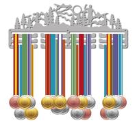 CREATCABIN Running Medal Holder Mountain Medal Hanger Display Sun Trees Birds Wall Rack Metal Silver Sports Race Ribbons Hanging Mount Decor for Runners Marathon Athlete Players 15.7 x 5.9Inch