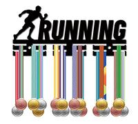 CREATCABIN Running Medal Holder Sport Medal Hanger Medal Rack Acrylic Display Wall Rack Mounted over 40 Medals for Athletes Runners Champions Medalist Soccer Gymnastics Black 11.4x5Inch