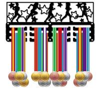 CREATCABIN Running Medal Holder Sports Medal Hanger Display Race Medals Trophy Ribbons Organizer Small Iron Mount Decor Player Athlete Black Metal Case Hooks for Hanging over 40 Medals 11.4 x 5.1Inch