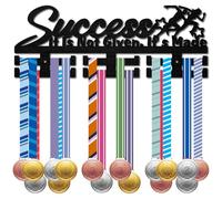 CREATCABIN Running Sprint Medal Holder Sport Medal Rack Decor Wall Mount Badge Organizer Hanger 2 Rows Hooks for 30+ Medals Ribbons Hanging Display Race Awards Storage Athletes Winners Gift 15.7x5.9in
