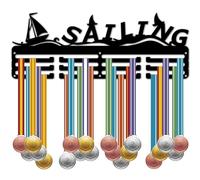 CREATCABIN Sailing Medal Holder Display Medal Hanger Rack Wall Mount frame iron Decor Metal Medal Hanger Organizer for Hanging Over 60 Medals Ribbons Sailboat Ship Water Sports Medalist 15.7 x 5.9Inch