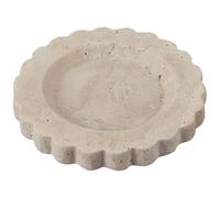 CREATCABIN Scalloped Marble Tray Natural Travertine Tray Flat Round Handmade Marble Stone Decorative Plate Jewelry Cup Coffee Soap Storage Dish for Vanity Bathroom Study Kitchen Home Decor 5.63 Inch