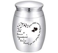 CREATCABIN Seagull Heart Mini Urns for Human Ashes Small Cremation Keepsake Urn Silver Alloy Sharing Funeral Urn Miniature Burial Jar Memorial Ashes Holder Decorative Urns 1.6x1.2Inch