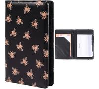 CREATCABIN Server Books Organizer with Zipper Pocket PU Leather Restaurant Guest Check Waitress Receipt Book Presenters Card Holder for Waitress Waiter Bartender Accessories Bee Black 7.8x4.9 Inch