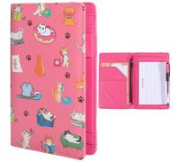 CREATCABIN Server Books Organizer with Zipper Pocket PU Leather Restaurant Guest Check Waitress Receipt Book Presenters Card Holder for Waitress Waiter Bartender Accessories Cats 7.8x4.9 Inch