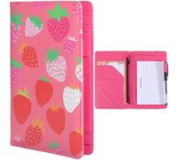 CREATCABIN Server Books Organizer with Zipper Pocket PU Leather Restaurant Guest Check Waitress Receipt Book Presenters Card Holder for Waitress Waiter Bartender Accessories Strawberry 7.8x4.9 Inch