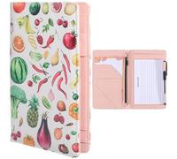 CREATCABIN Server Books Organizer with Zipper Pocket PU Leather Restaurant Guest Check Waitress Receipt Book Presenters Card Holder for Waitress Waiter Bartender Accessories Fruits 7.8x4.9 Inch