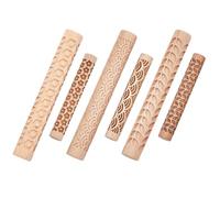CREATCABIN Set of 6 Clay Modeling Pattern Rollers Kit 3 Style Flower Sea Wave Leave Textured Rolling Pins Potters Stamp Roller Tools for Ceramic Slabs Glaze Design Painting Handmade 5.91/3.94 Inch