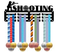 CREATCABIN Shooting Medal Hanger Display Sports Medal Holder Small Black Metal Awards Rack Organizer with 12 Hooks 3 Rows Sturdy Iron Wall Mount for Hanging 40+ Medals Athletes Winner 11.4 x 5.1inch