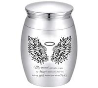 CREATCABIN Silver Wing Small Urns for Ashes Mini Keepsake Urns Alloy Miniature Ash Holder Unique Tiny Sharing Token Urn Cremation Urn Memorial Container for Loved Ones Human Pets 1.6x1.2Inch