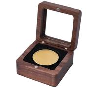 CREATCABIN Single Coin Storage Case Black Velvet Inside Coins Box Wood Challenge Coin Dispaly Holder Presentation Box Clasp Medal Storage Box with Clear Top Window for Collection Storage