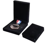 CREATCABIN Single Medal Display Storage Box Medal Display Case Black Velvet Medals Gift Box Rectangle Award Badge Organizer Boxes for Runners Sports Winners and Military Awards 4.7x3.9x1.2 Inch