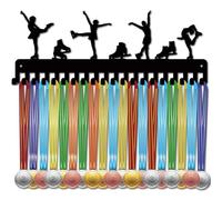 CREATCABIN Skating Medal Holder Medal Hanger Display Rack Sports Medal Hanging Wall Mounted Decor Metal with 20 Hooks Ice Skating Athlete Player Race Winner Gift for Women Friends Black 15.7x5.9 Inch
