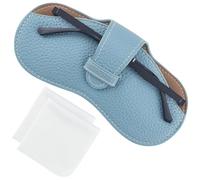 CREATCABIN Slim Glasses Case Leather Sunglasses Case Bag Portable Travel Eyeglass Spectacle Holder Pouch Cover Lightweight with 2Pcs Soft Cleaning Cloth for Women Men Beach Light Sky Blue 6.9x3.4in
