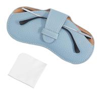 CREATCABIN Slim Glasses Case Soft Sunglasses Case Leather Portable Lightweight Eyeglass Spectacle Cases Pouch Bag Travel Protective Cover Gift for Women Men Holiday Vacation 6.9x3.4 Inch Sky Blue