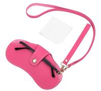 CREATCABIN Slim Sunglasses Case Soft Glasses Case Leather Eyeglasses Protective Cover Pouch Bag Lightweight Portable with Wrist Strap Belt Clip for Travel Beach Holiday Vacation 7.3x3.9 Inch Pink