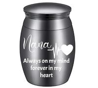 CREATCABIN Small Black Urn Metal Ash Urns Alloy Decorative Always on My Mind Forever in Heart Pet Human Keepsake Memorial Cremation Ashes Holder Container for Funeral Burial Male Female 1.6 x 1.2 Inch