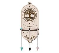 CREATCABIN Small Crystal Shelf Display Tree of Life Wooden Crystal Holder With 3Pcs Pendulum Magical Witch Stuff Boho Altar Shelf for Hanging Crystals Stone Witchy Room Wall Decor 3.03 x 7.01inch
