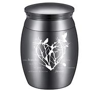 CREATCABIN Small Keepsake Urn for Human or Birds Ashes Memorial Mini Tree Urns Stainless Steel Modern Extra Small Ashes Holder Cremation Container 1.18x1.57inch Black - Love Keeps Us Together Forever