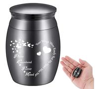 CREATCABIN Small Keepsake Urn Mini Cremation Urns Ashes Holder Butterfly Heart Miniature Burial Funeral Container Jar Engraving Stainless Steel for Human Family Friends Memorial Black 1.57x1.18Inch