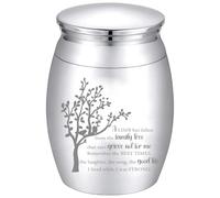 CREATCABIN Small Keepsake Urns Mini Cremation Urn for Human Ashes Silver Tree Aluminum Sharing Funeral Urn Memorials Ashes Holder Miniature Container for Family Friends Pets 1.6x1.2Inch
