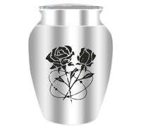 CREATCABIN Small Keepsake Urns Mini Cremation Urn for Human Ashes Silvery Aluminum Sharing Funeral Urn Memorials Ashes Holder Rose Miniature Container for Brother Family Friends Pets 2.6x1.8Inch