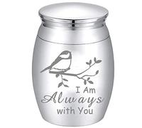 CREATCABIN Small Memorial Keepsake Urn - Mini Cremation Container Jar for Sharing Ashes, 1.18x1.57inch, Sliver - I Am Always with You