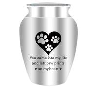 CREATCABIN Small Urn for Ashes Mini Urn for Ashes Pet Ashes Keepsake Aluminum Ashes Holder Funeral Cremation Engraved Word with Velvet Bag Memorial Gift for Mom Dad Family 2.6x1.8 Inch Dog Paw