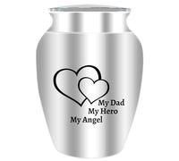CREATCABIN Small Urn for Ashes Small Keepsake Urn for Human Ashes Mini Urn Aluminum Ashes Holder Funeral with Velvet Bag Memorial Gift for Mom Dad Family Friends 2.6x1.8 Inch Silver My Hero My Dad