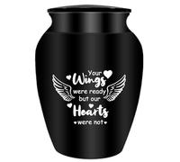 CREATCABIN Small Urn for Human Ashes Keepsake Mini Urns Ashes Holder Engraved Cremation Aluminum Funeral with Velvet Bag for Pets Ashes Memorial Gift for Mom Dad Family Friends 2.6x1.8 Inch Black