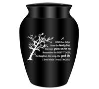 CREATCABIN Small Urn Mini Urns for Human Ashes Keepsake Ashes Holder Engraved Cremation Aluminum Funeral with Velvet Bag for Pets Ashes Memorial Gift for Mom Dad Family Friends 2.6x1.8 Inch Black