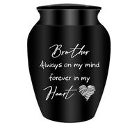 CREATCABIN Small Urns for Ashes Mini Keepsake Urns Alloy Miniature Ash Holder Unique Tiny Sharing Token Black Decorative Urns Cremation Urn Memorial Container for Loved Ones Brother 2.6x1.8Inch