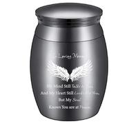 CREATCABIN Small Urns for Ashes Mini Keepsake Urns Alloy Miniature Ash Holder Unique Tiny Sharing Token Black Wing Decorative Urns Cremation Urn Memorial Container for lover Brother 1.6x1.2Inch