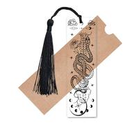 CREATCABIN Snake Book Mark Skull Book Markers Transparent Acrylic Rectangle Holiday Halloween Star Monty Python Eclipse Decoration Bookmark with Tassel for Reading Teacher Student 4.6 x 1.3 Inch