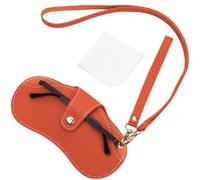 CREATCABIN Soft Leather Sunglasses Case Slim Glasses Case Portable Eyeglasses Holder Protective Pouch Bag Lightweight Set with Wrist Strap Belt Clip for Travel Beach Holiday Vacation 7.3x3.9 Inch