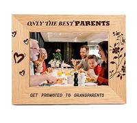 CREATCABIN Solid Wood Photo Frame 6x8 inch Only The Best Parents Natural Goodnight Horizontal Poster Frame Standing Freestanding Wall Mountable Vintage Wooden Picture Frames High Definition Glass