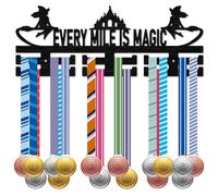 CREATCABIN Sports Medal Holder Every Mile Is Magic Medal Rack Fairy Wall Mount Badge Organizer Hanger Decor 30+ Medals Ribbons Hanging Display for Race Awards Storage Athletes Winners Gift 15.7x5.9in