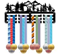CREATCABIN Sports Medal Holder Hooks Running Medals Hanger Display Rack Mountain Tree Awards Lanyard Ribbons Small Iron Rack Frame for Runners Competition Race Victory Gymnastics Dance 11.4x5.1Inch