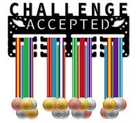 CREATCABIN Sports Medal Holder Running Medal Hanger Display Small Black Iron Competition Hanging Awards Wall Mounted Decor over 40+ Medals for Sport Skating Dance Race Players Athlete 11.4x5.1Inch