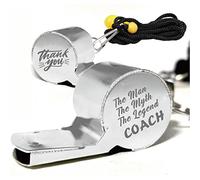 CREATCABIN Sports Whistles With Lanyard Stainless Steel Whistle Loud Crisp Sound Gifts for Coach Referees Teachers- The Man, The Myth, The Legend Coach, Thank You
