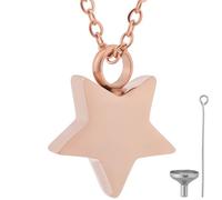 CREATCABIN Star Cremation Jewelry for Ashes Urn Necklace Keepsake Cremation Jewelry Mini Stainless Steel Rose Gold Memorial Urns Pendant with Funnel Pin for Bereavement Family Friends 17.99 Inch